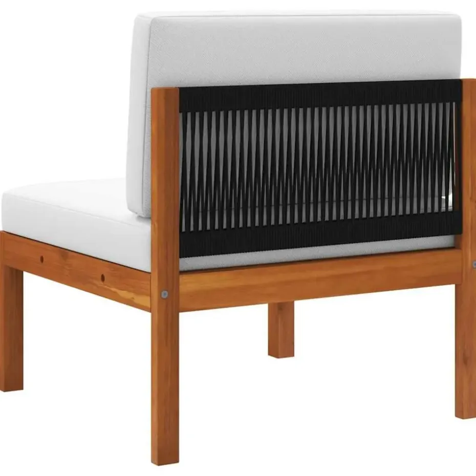 vidaXL - Tuinmiddenbank - Wit - Acaciahout - Met kussens