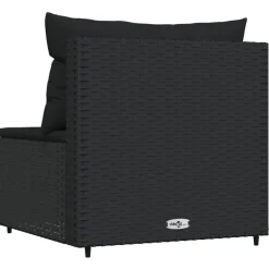 vidaXL - Tuinmiddenbank - Zwart - Poly rattan - Met kussens