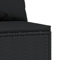 vidaXL - Tuinmiddenbank - Zwart - Poly rattan - Met kussens