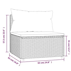 vidaXL - Tuinmiddenbank - Zwart - Poly rattan - Met kussens