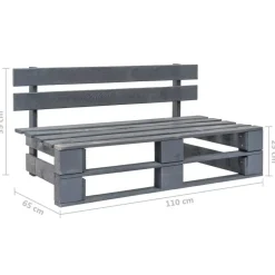 vidaXL - Tuinmiddenbank pallet - Grijs - Grenenhout