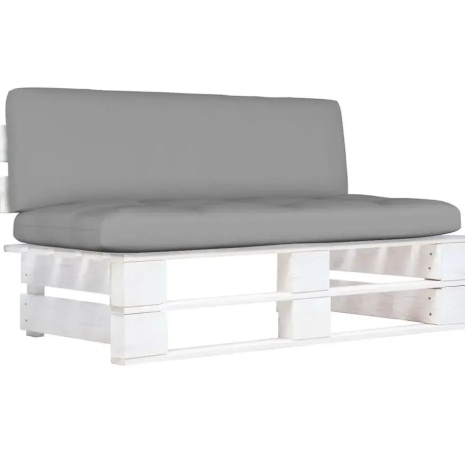 vidaXL - Tuinmiddenbank pallet - Wit - Grenenhout