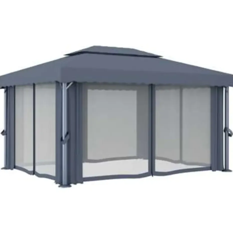 vidaXL - Tuinpaviljoen - Antraciet - Aluminium - 4 x 3 m