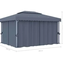 vidaXL - Tuinpaviljoen - Antraciet - Aluminium - 4 x 3 m
