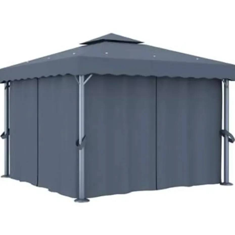 vidaXL - Tuinpaviljoen - Antraciet - Aluminium - 3 x 3 m