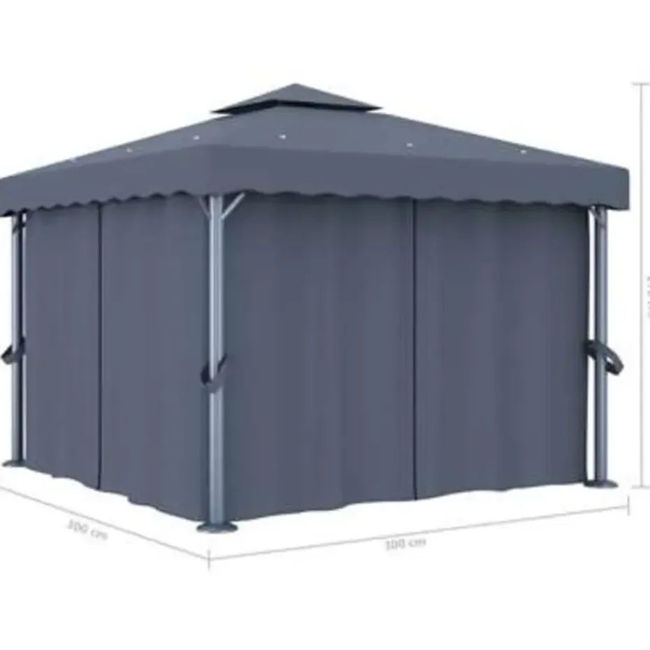 vidaXL - Tuinpaviljoen - Antraciet - Aluminium - 3 x 3 m