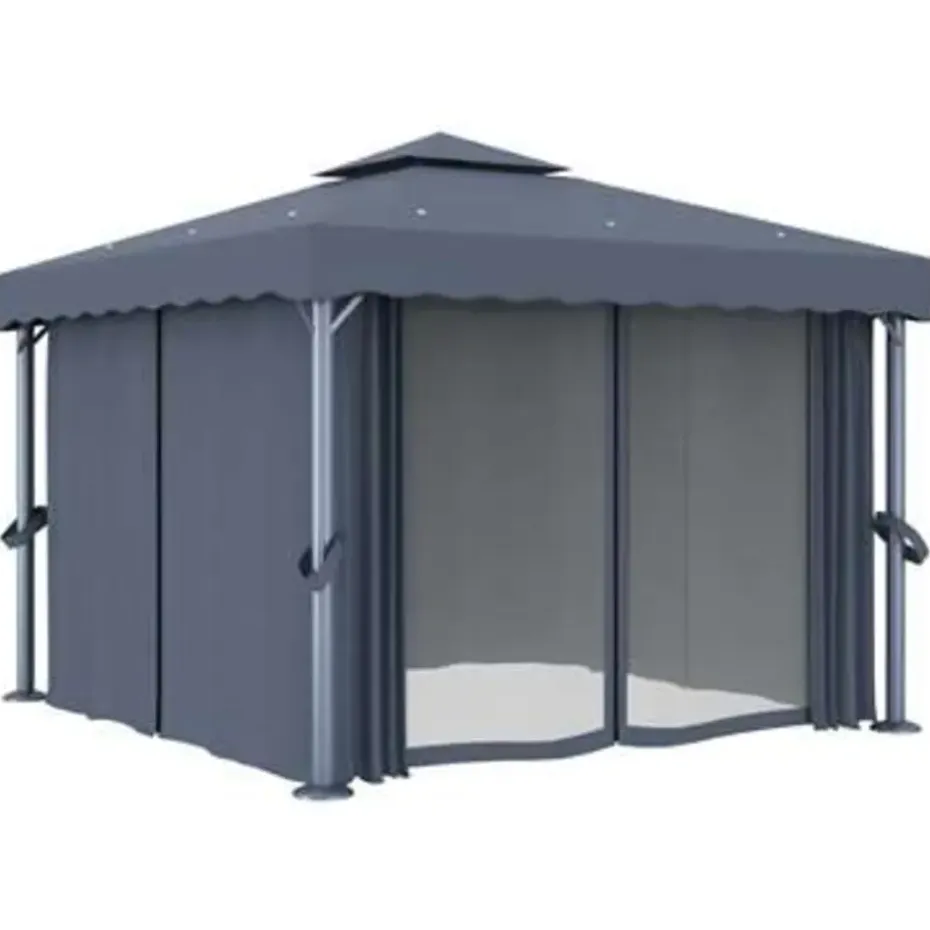 vidaXL - Tuinpaviljoen - Antraciet - Aluminium - 3 x 3 m