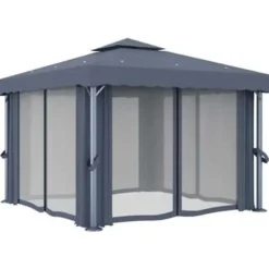 vidaXL - Tuinpaviljoen - Antraciet - Aluminium - 3 x 3 m