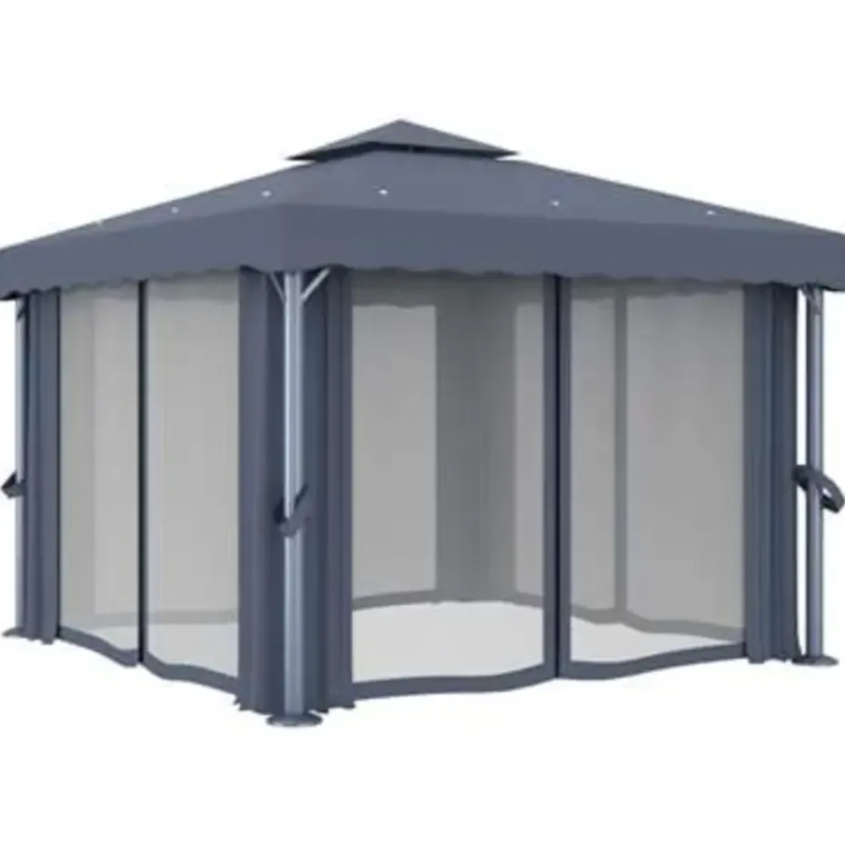 vidaXL - Tuinpaviljoen - Antraciet - Aluminium - 3 x 3 m