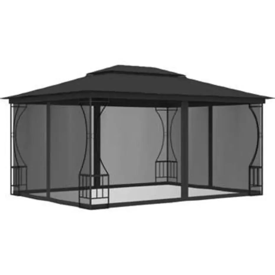 vidaXL - Tuinpaviljoen - Antraciet - Stof