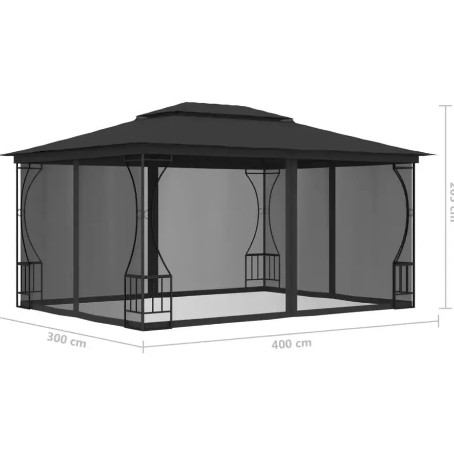 vidaXL - Tuinpaviljoen - Antraciet - Stof
