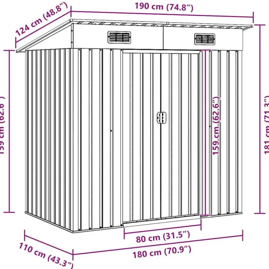 vidaXL - Tuinschuur - Grijs - Staal