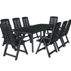 vidaXL - Tuinset - Antraciet - Kunststof - 9 stuks