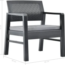 vidaXL - Tuinset - Antraciet - Kunststof