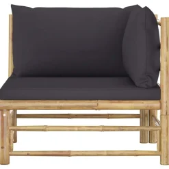 vidaXL - Tuinset - Grijs - Bamboe - 2 stuks - Met kussens