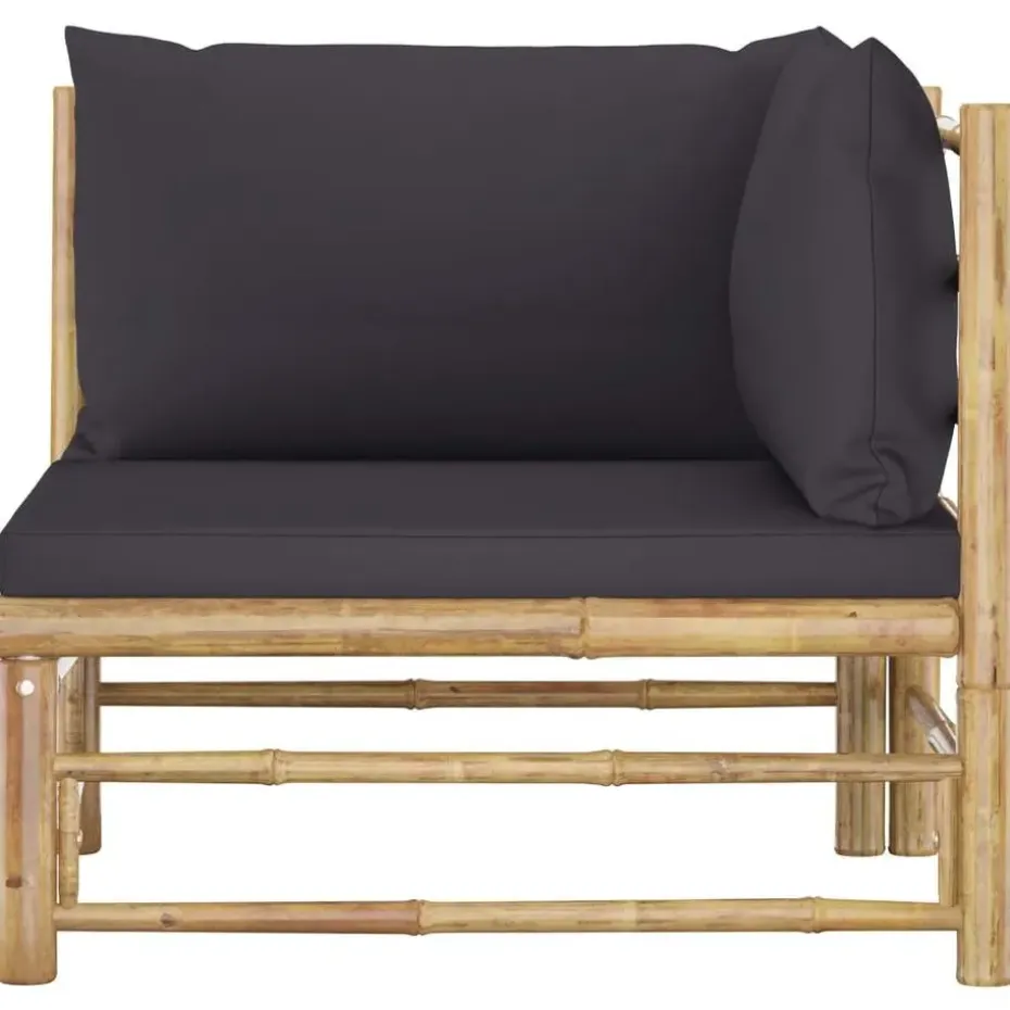 vidaXL - Tuinset - Grijs - Bamboe - 2 stuks - Met kussens