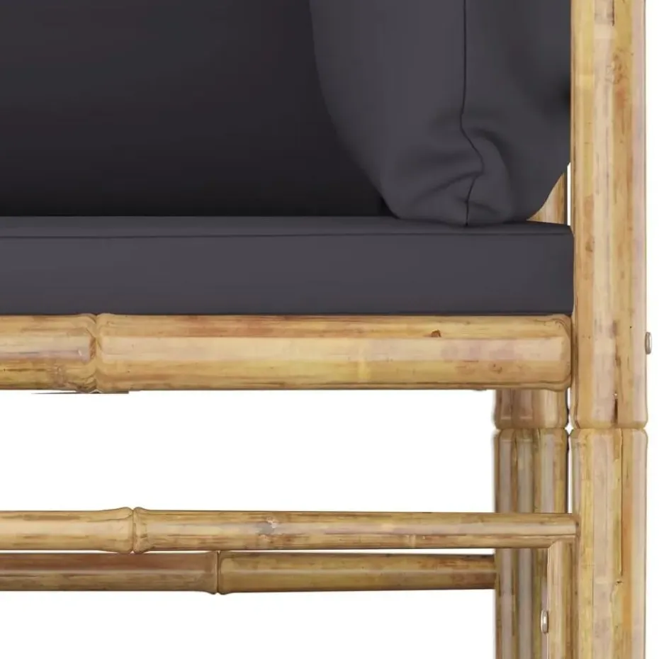 vidaXL - Tuinset - Grijs - Bamboe - 2 stuks - Met kussens