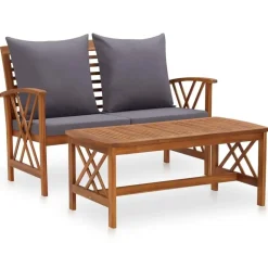 vidaXL - Tuinset - Grijs - Hout