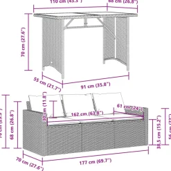 vidaXL - Tuinset - Grijs - Poly rattan