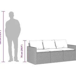 vidaXL - Tuinset - Grijs - Poly rattan