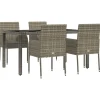 vidaXL - Tuinset - Grijs - Poly rattan - 150 cm - 5 stuks - Met kussens