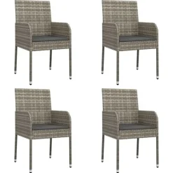 vidaXL - Tuinset - Grijs - Poly rattan - 150 cm - 5 stuks - Met kussens