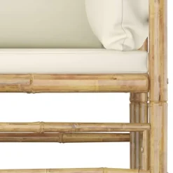 vidaXL - Tuinset - Wit - Bamboe - 3 stuks - Met kussens