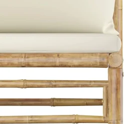 vidaXL - Tuinset - Wit - Bamboe - 4 stuks - Met kussens