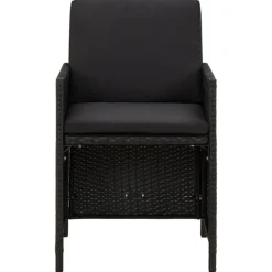 vidaXL - Tuinset - Zwart - Poly rattan - 5 stuks - Met kussens
