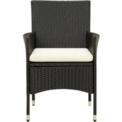 vidaXL - Tuinset - Zwart - Poly rattan - 7 stuks - Met kussens