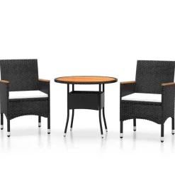 vidaXL - Tuinset - Zwart - Poly rattan - 3 stuks