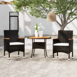 vidaXL - Tuinset - Zwart - Poly rattan - 3 stuks