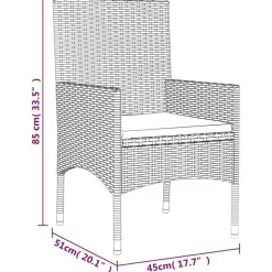 vidaXL - Tuinset - Zwart - Poly rattan - 6 stuks - Met kussens