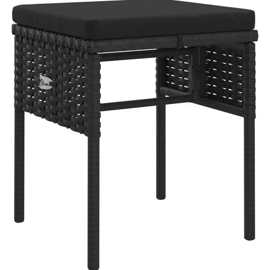 vidaXL - Tuinset - Zwart - Poly rattan - 6 stuks - Met kussens