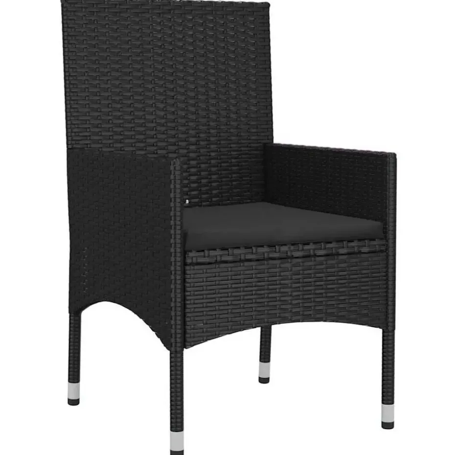 vidaXL - Tuinset - Zwart - Poly rattan - 6 stuks - Met kussens