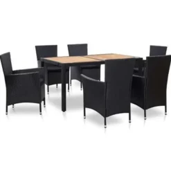 vidaXL - Tuinset - Zwart - Poly rattan - 150 cm tafellengte