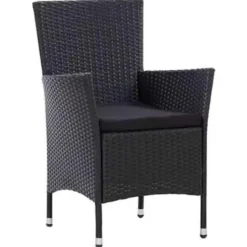 vidaXL - Tuinset - Zwart - Poly rattan - 150 cm tafellengte