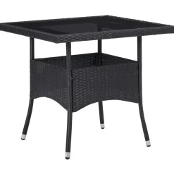 vidaXL - Tuinset - Zwart - Poly rattan en glas - 3 stuks