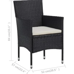 vidaXL - Tuinset - Zwart - Poly rattan en glas - 3 stuks