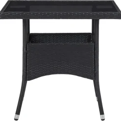 vidaXL - Tuinset - Zwart - Poly rattan en glas - 3 stuks