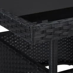 vidaXL - Tuinset - Zwart - Poly rattan en glas - 3 stuks