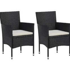 vidaXL - Tuinset - Zwart - Poly rattan en glas - 3 stuks