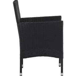 vidaXL - Tuinset - Zwart - Poly rattan en glas - 3 stuks