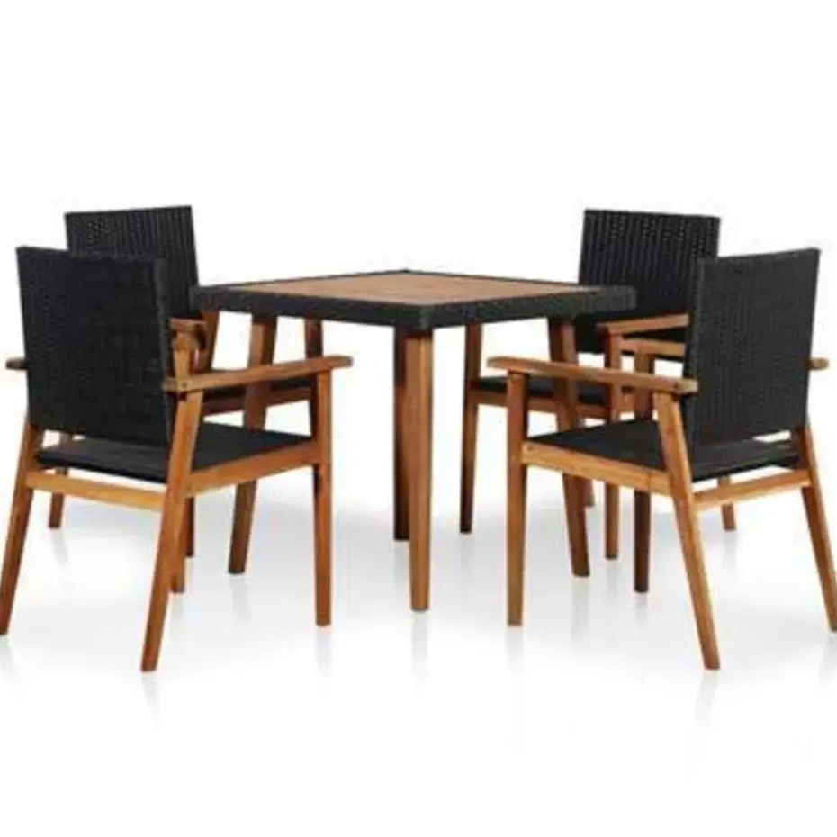 vidaXL - Tuinset - Zwart - Poly rattan