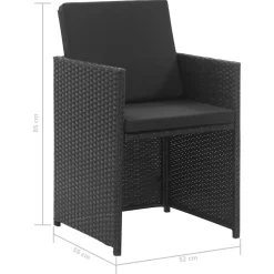 vidaXL - Tuinset - Zwart - Poly rattan