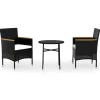 vidaXL - Tuinset - Zwart - Poly rattan - 3 stuks