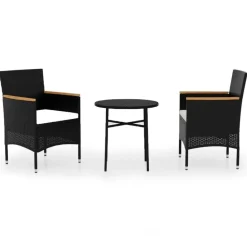 vidaXL - Tuinset - Zwart - Poly rattan - 3 stuks