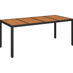 vidaXL - Tuinset - Zwart - Poly rattan - 190 cm - 7 stuks - Met kussens