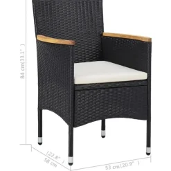 vidaXL - Tuinset - Zwart - Poly rattan