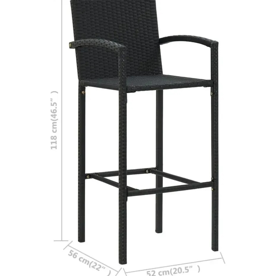 vidaXL - Tuinset - Zwart - Poly rattan